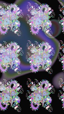 Küçük çiçekteki sevimli çiçek deseni. Raster illüstrasyonu. Siyah renkte çiçekler.