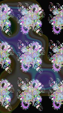 Şirin çiçek elementleri. Taslak desenli, modaya uygun kumaş deseni. Raster illüstrasyonu. Düz Çiçek Elementleri Tasarımı. Renkli Bahar Teması çizim şablonu.