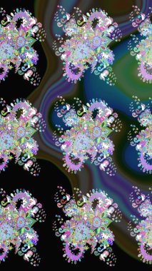 Parlak renkli çiçekli ve siyah yapraklı harika bir çiçek deseni. Modern çiçek arkaplanı. Halk tarzı. Moda baskıları için zarif bir şablon.