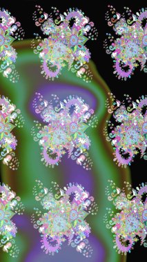 Raster çiçek izi. Klasik taslak çizimi. Çiçek yeşili eskiz deseni. Raster Yumuşak kumaş deseni.