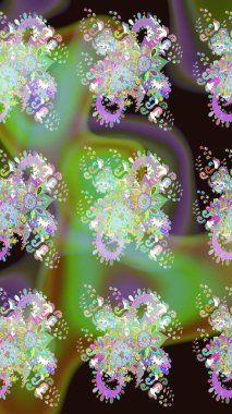 Çiçekler suluboya tarzında yeşil renkte. Çiçekli yeşil renkte bir çiçek deseni çiz.