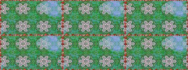 Tişörtsüz arka plan deseni. Yeşil renkli çiçekler. Tropik çiçekler.