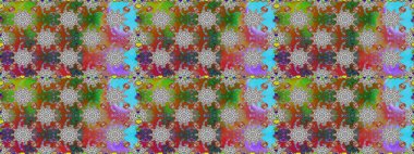 Kusursuz çiçek deseni. Asya tekstil tarzında. Raster illüstrasyonu. Renkli Bahar Temalı Kusursuz Arkaplan. Güzel kumaş deseni. Düz Çiçek Elementleri Tasarımı.