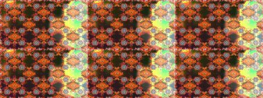 Renkli Bahar Temalı Kusursuz Arkaplan. Düz Çiçek Elementleri Tasarımı. Raster illüstrasyonu. Kahverengi renkte zarif çiçekler ve suluboya..