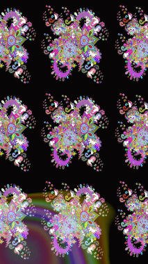 Şirin çiçekler. Çizgi çizimi kalıbı. Raster Moda kumaş deseni.