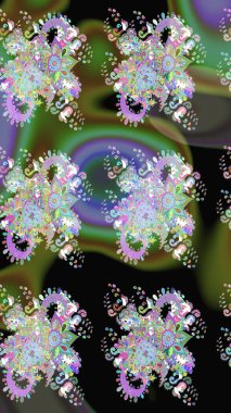 Renkli Yaz Temalı eskiz kalıbı. Sevimli çiçek raster deseni. Yeşil renkli çiçekler. Düz Çiçek Elementleri Tasarımı.