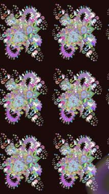 Çiçekli karalama şeklinde Raster çiçek deseni. Gri renkli çiçekler. Yumuşak, bahar çiçekli arka plan.