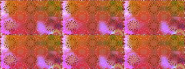 Turuncu renkli çiçekler. Renkli Bahar Temalı Kusursuz Arkaplan. Raster illüstrasyonunda kusursuz çiçek deseni. Düz Çiçek Elementleri Tasarımı.