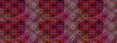 Çiçekli karalama şeklinde Raster çiçek deseni. Kahverengi ve kırmızı renkte çiçekler. Yumuşak, bahar çiçekli arka plan.