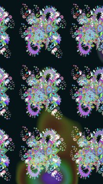 Gri renkli çiçek desenli çizimler, el yapımı papatyalar, papatyalar. Tekrar eden çiçek arkaplanı, zarif gri çiçek duvar kağıdı.