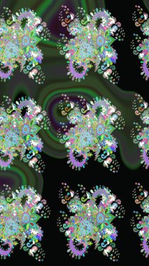 Siyah renkli çiçekler. Çiçekli eskiz deseni. Suluboya çizimi. El çizimi.