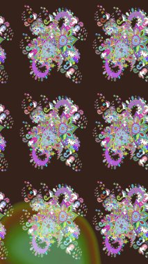 Mor renklerde. Raster illüstrasyonu. Mor renkte mor papatya deseni.