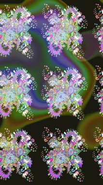 Renkli Bahar Teması eskiz kalıbı. Çiçek desenli çizim. Raster illüstrasyonu. Asya tekstil tarzında. Düz Çiçek Elementleri Tasarımı. Güzel kumaş deseni.