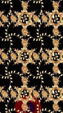 Çocuksu tasarım. Elle çizilmiş çiçek desenli Raster çizimi. Tekstil, kumaş, ambalaj, hatıra defteri için hoş bir çiçek arkaplanı. Siyah arkaplanda.