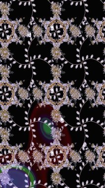 Raster deseni. Bahar çiçekleri dallı desen, siyah renkler çiçekli siluet..