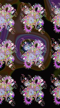 Nazik, narin çiçek arkaplanı. Çiçekli karalama şeklinde Raster çiçek deseni. Siyah renkte çiçekler.