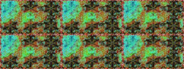 Yeşil renklerde pürüzsüz desen. Raster altın pürüzsüz desen. Doğu tarzı arabesk tarzında altın elementler. Kusursuz altın desenli bukleler..