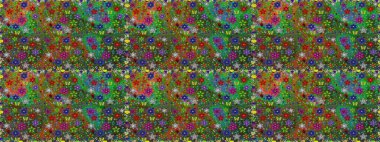 Raster illüstrasyonu. Soyut çiçek desensiz arkaplan. Küçük çiçekteki sevimli çiçek deseni. Raster deseni. Yeşil renklerde.