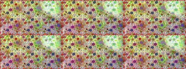 Düz Çiçek Elementleri Tasarımı. Renkli Yaz Temalı Kusursuz Arkaplan. Modaya uygun kumaş deseni. Sevimli çiçek raster deseni.