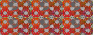 Raster illüstrasyonu. Kusursuz çiçek deseni. Gri renkli Asya tekstili.