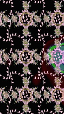 Nazik, yaz çiçekleri siyah renklerde. Küçük çiçekteki sevimli çiçek deseni. Raster deseni. Raster illüstrasyonu.