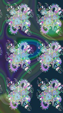 Düz Çiçek Elementleri Tasarımı. Mavi renkli çiçekler. Renkli Bahar Teması eskiz kalıbı. Güzel çiçek deseni..