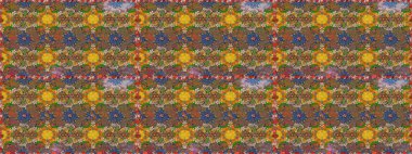 Güzel kumaş deseni. Raster illüstrasyonu. Raster illüstrasyonunda kusursuz çiçek deseni. Kahverengi renklerde.