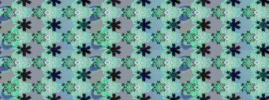 Raster illüstrasyonundaki çiçek desenli çizim. Mavi ve nötr renkte çiçekler.
