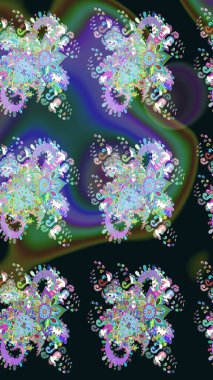 Gri arka planda. Tekstil, kumaş, ambalaj, hatıra defteri için hoş bir çiçek arkaplanı. Elle çizilmiş çiçek desenli Raster çizimi. Çocuksu tasarım.