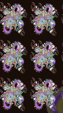 Raster deseni. Bahar çiçekleri dallı desen, gri renkler çiçekli siluet.