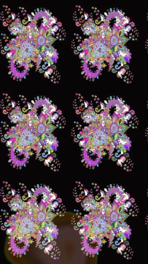 Siyah renkli çiçekler. Çiçekli karalama şeklinde Raster çiçek deseni. Nazik, sevimli çiçek arkaplanı..