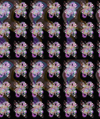 Siyah renkli çiçekler. Renkli Bahar Teması eskiz kalıbı. Düz Çiçek Elementleri Tasarımı. Raster illüstrasyonunda çiçek deseni çizimi.