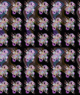 Siyah renkli çiçekler. Renkli Bahar Teması eskiz kalıbı. Düz Çiçek Elementleri Tasarımı. Raster illüstrasyonunda çiçek deseni çizimi.