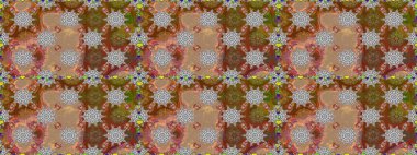 Kahverengi renkli çiçekler. Çiçek süsü ile kusursuz desen. Raster illüstrasyonu.