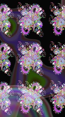 Soyut etnik raster çizim kalıbı. Kabile sanatı boho baskısı, klasik çiçek arkaplanı. Arkaplan dokusu, duvar kağıdı, siyah renkli çiçek teması.