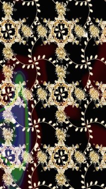 Siyah renklerde. Raster illüstrasyonundaki çiçek desenli çizim. Raster illüstrasyonu. Güzel kumaş deseni.