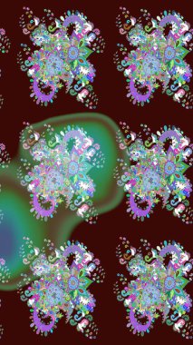 Kahverengi renklerde. Kahverengi renkte kahverengi papatya deseni. Raster illüstrasyonu.