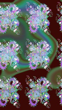 Çiçek ve yapraklı çiçek deseni. Raster illüstrasyonu. Küçük çiçekli şirin desen.