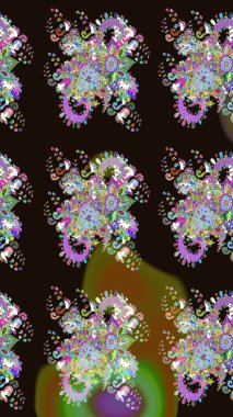 Raster Güzel kumaş deseni. Raster suluboya deseni, narin çiçekler, gri çiçekler, tebrik kartı şablonu..