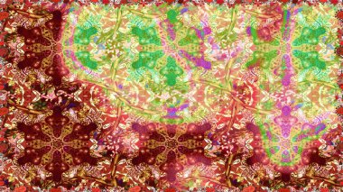 Paisleys zarif çiçek desenli arkaplan duvar kâğıdı resimli klasik stil, modern 3D çizgili sanat altın ve kırmızı desenli çiçek yaprakları ve süslemeleri..