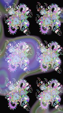 Klasik çiçek tasarımı elementleri. Siyah kıvırcık çiçekler siyah renkte şekillenir. Raster illüstrasyonu.