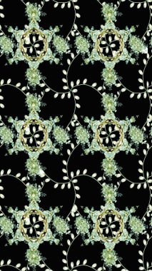 Eski usul. Raster illüstrasyonu. Tomurcukları papatya çiçekleri olan sevimli bir çiçek deseni. Kumaş, tekstil, duvar kağıdı baskısı için. Miles Fleur, süslü püslü bir süs. Taslak arkaplan.