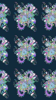 Yumuşak, mavi renkte bahar çiçekleri. Raster illüstrasyonu. Raster çiçek desenli ve çiçekli..