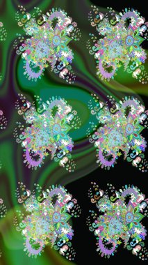 Yumuşak fayans. Klasik çiçek desenli. Yumuşak pamuk tasarımı. Paketleme, tekstil, duvar kâğıdı için çiçek eskizi. Raster taze dokusu.