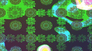 Çiçekli karalama şeklinde Raster çiçek deseni. Yeşil ve kahverengi renkli çiçekler. Nazik, sevimli çiçek arkaplanı..