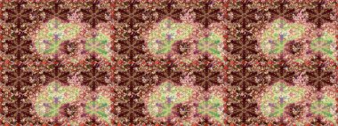 Kahverengi renklerde altın desenler ve altın elementler. Kusursuz altın desen. Raster doğulu süsü.