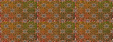 Renkli Bahar Temalı Kusursuz Arkaplan. Raster Modaya uygun kumaş deseni. Kahverengi renkli şirin çiçek deseni. Düz Çiçek Elementleri Tasarımı.