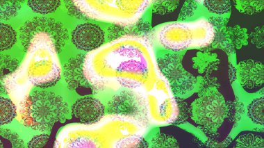 Raster - stok. Yeşil ve sarı çiçekli eskiz deseni, suluboya çiçek deseni, sevimli çiçek, duvar kağıdı, kart veya kumaş için fayanslı.