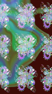 Nazik, narin çiçek arkaplanı. Yeşil renkli çiçekler. Raster çiçek desenli ve çiçekli..