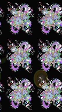 Güzel kumaş deseni. Raster suluboya deseni, narin çiçekler, siyah çiçekler, tebrik kartı şablonu..